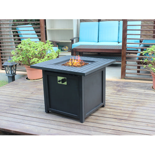 Brown Upland 30” Slat Top Gas Fire Pit Table