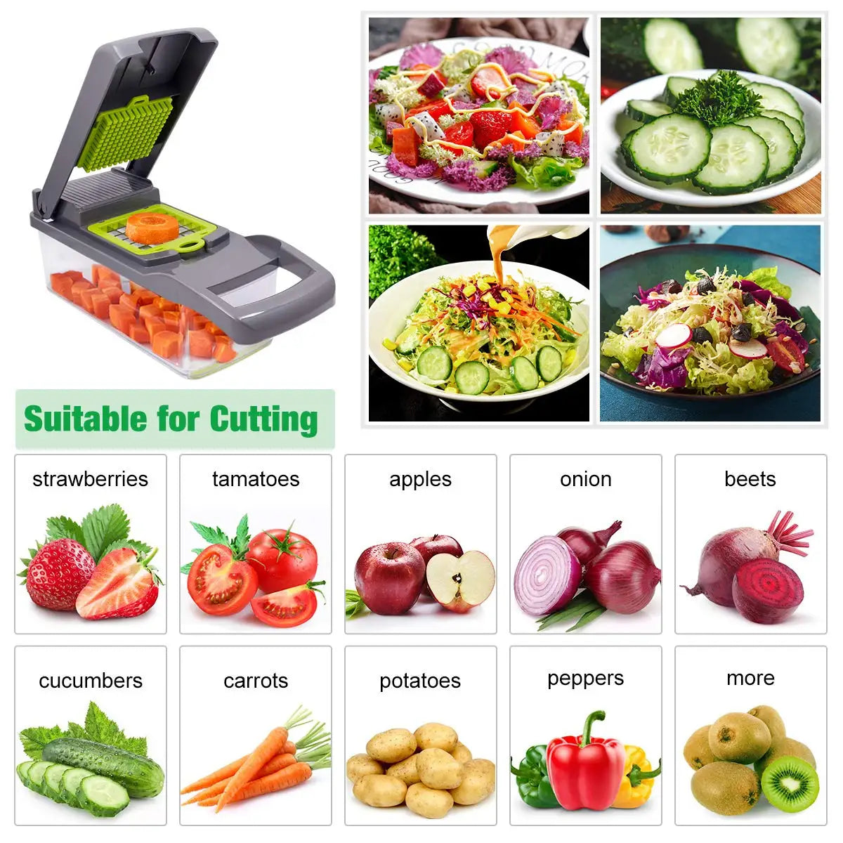 Multifunctional Vegetable Chopper & Slicer - Stainless Steel Kitchen Grater for Fruits, Cheese, and Vegetables