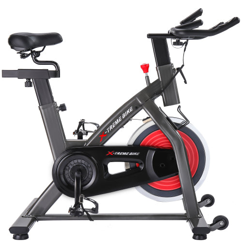 Indoor Cycling Bike with 4-Way Adjustable Handlebar & Seat, LCD Monitor for Home Fitness