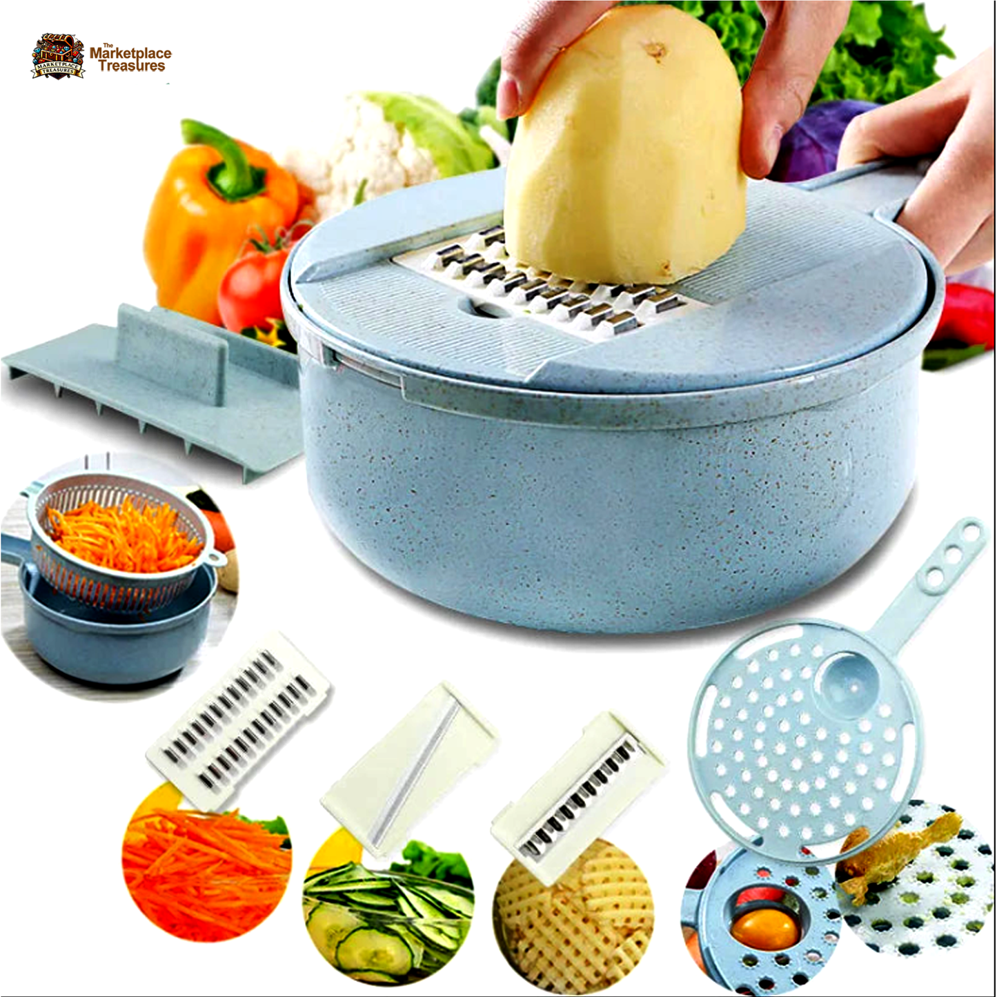 Multifunctional Vegetable Chopper & Slicer - Stainless Steel Kitchen Grater for Fruits, Cheese, and Vegetables