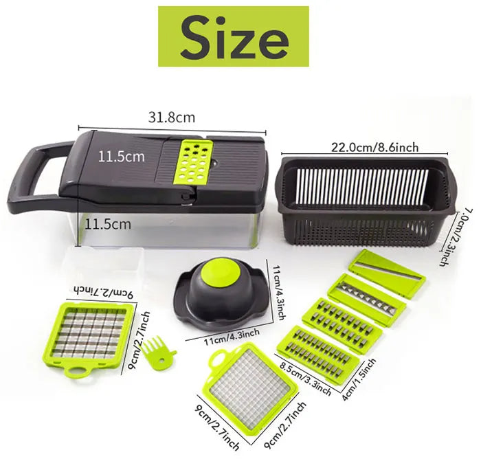 Multifunctional Vegetable Chopper & Slicer - Stainless Steel Kitchen Grater for Fruits, Cheese, and Vegetables