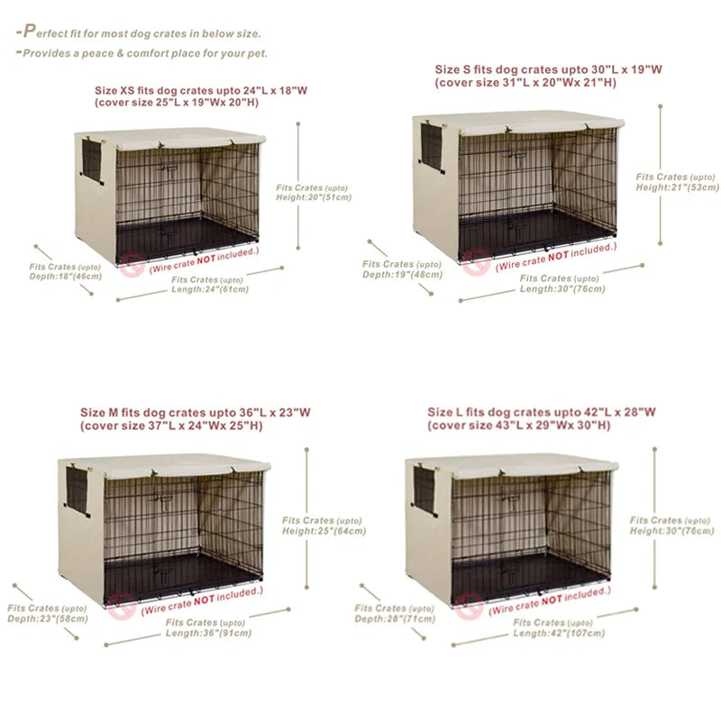 Universal Dog Cage Cover - 210D Oxford Waterproof Crate Cover for Outdoor Use | Durable Sun & Rain Protection