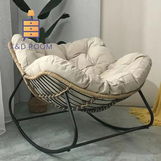 X&D Human Bird Nest Rattan Rocking Chair – Cozy Leisure Sofa for Home, Balcony, or Patio