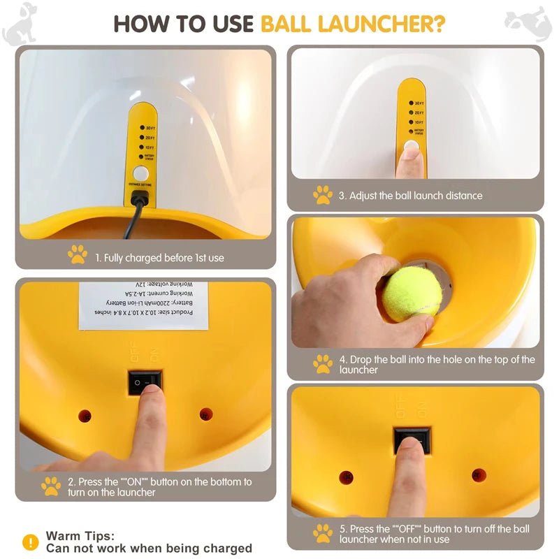 Luxurious Automatic Dog Tennis Ball Launcher – Rechargeable Interactive Toy for Endless Fun and Exercise