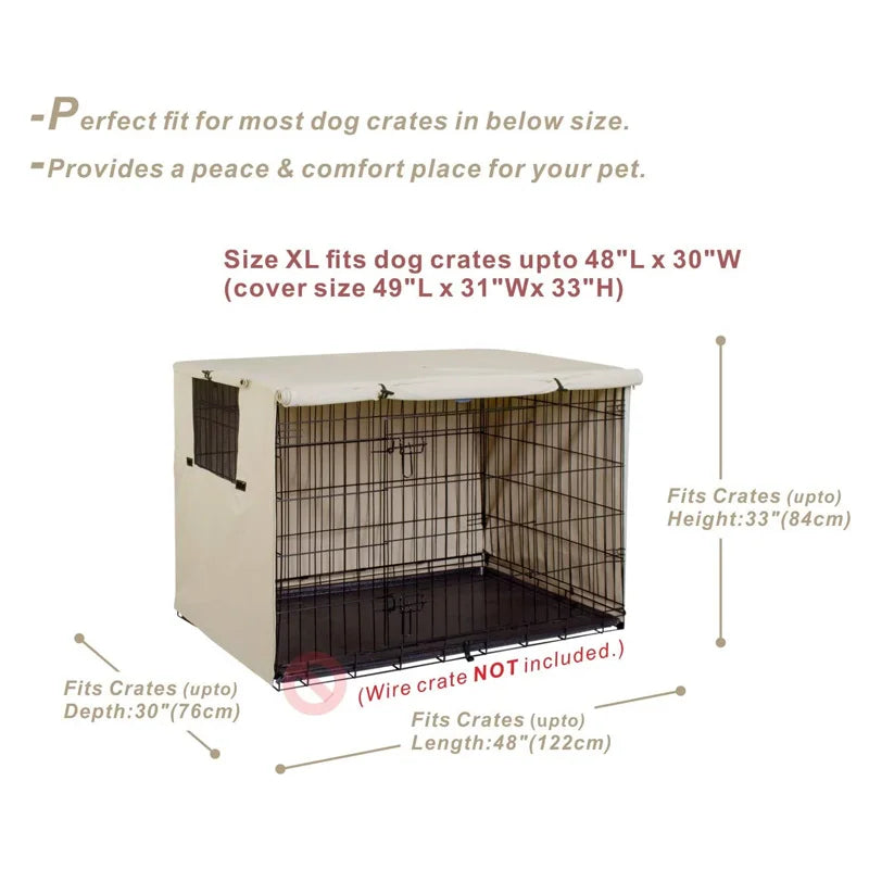 Universal Dog Cage Cover - 210D Oxford Waterproof Crate Cover for Outdoor Use | Durable Sun & Rain Protection