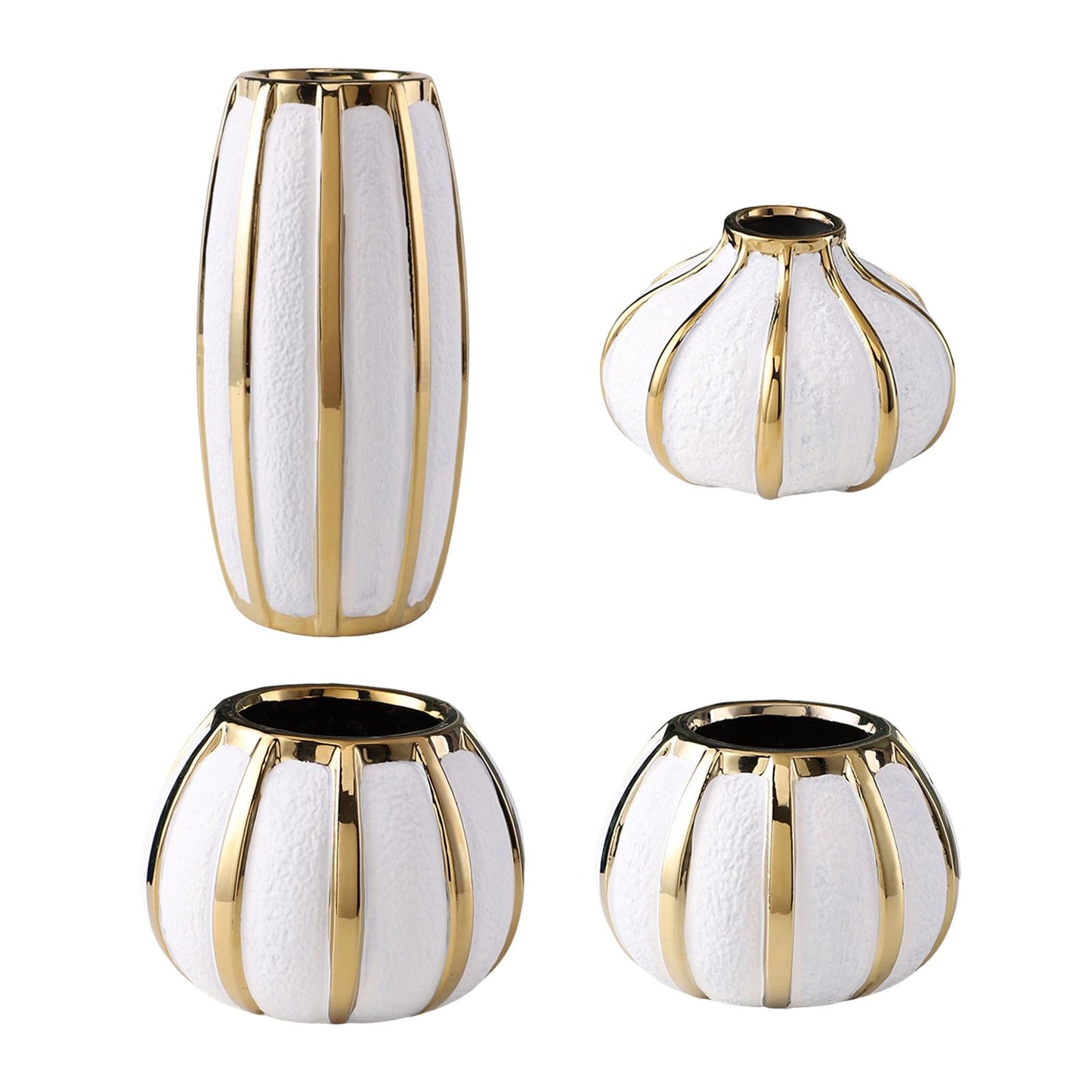 Elegant White and Gold Ceramic Vase Treasures – Light Luxury Tabletop Flower Pot for Wedding and Dining Room Decoration