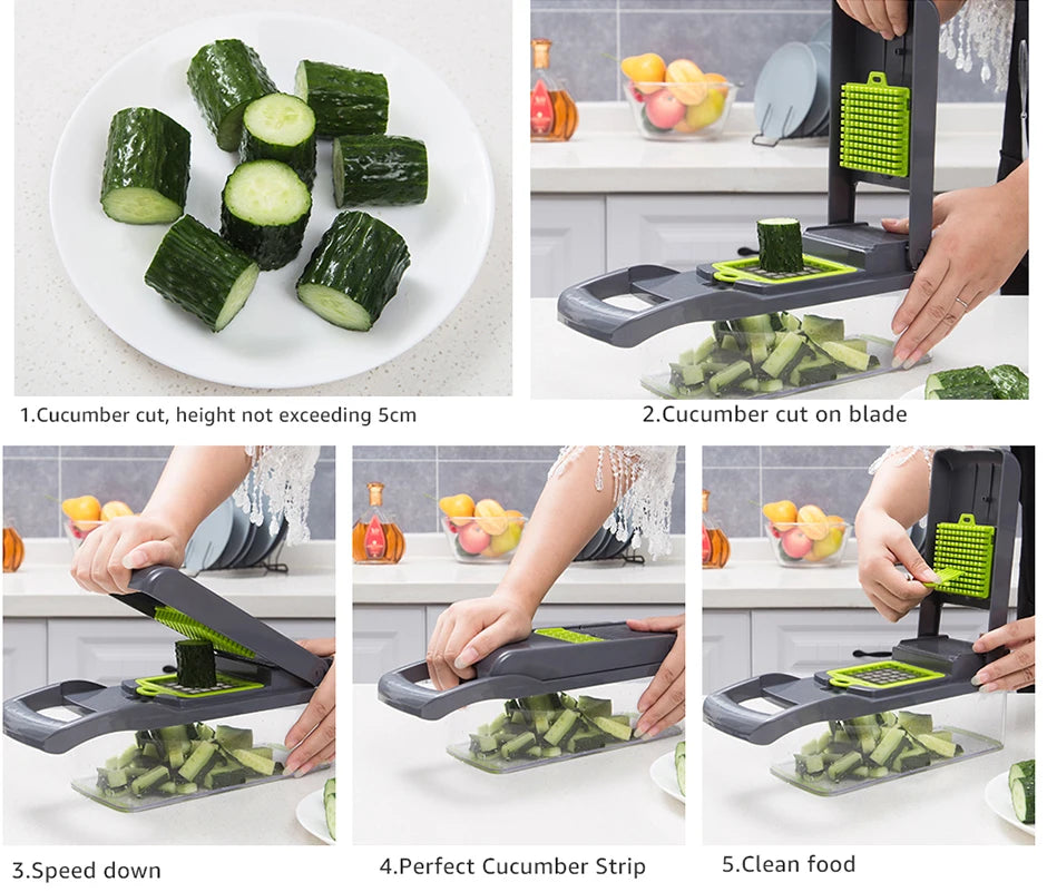 Multifunctional Vegetable Chopper & Slicer - Stainless Steel Kitchen Grater for Fruits, Cheese, and Vegetables