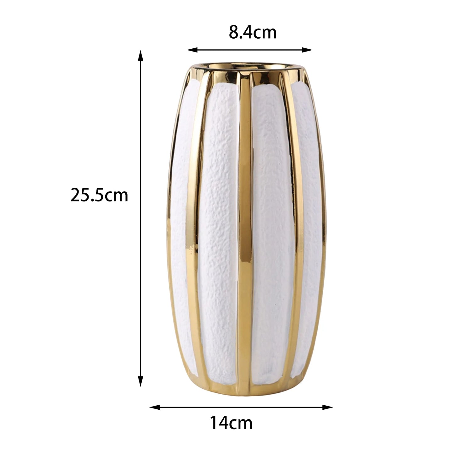 Elegant White and Gold Ceramic Vase Treasures – Light Luxury Tabletop Flower Pot for Wedding and Dining Room Decoration