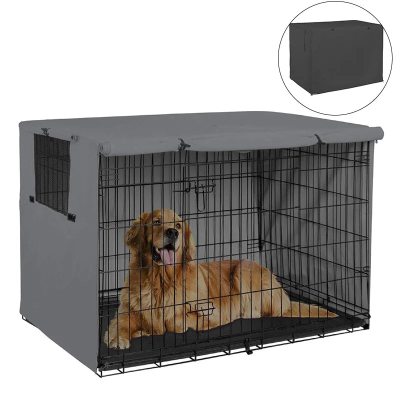 Universal Dog Cage Cover - 210D Oxford Waterproof Crate Cover for Outdoor Use | Durable Sun & Rain Protection