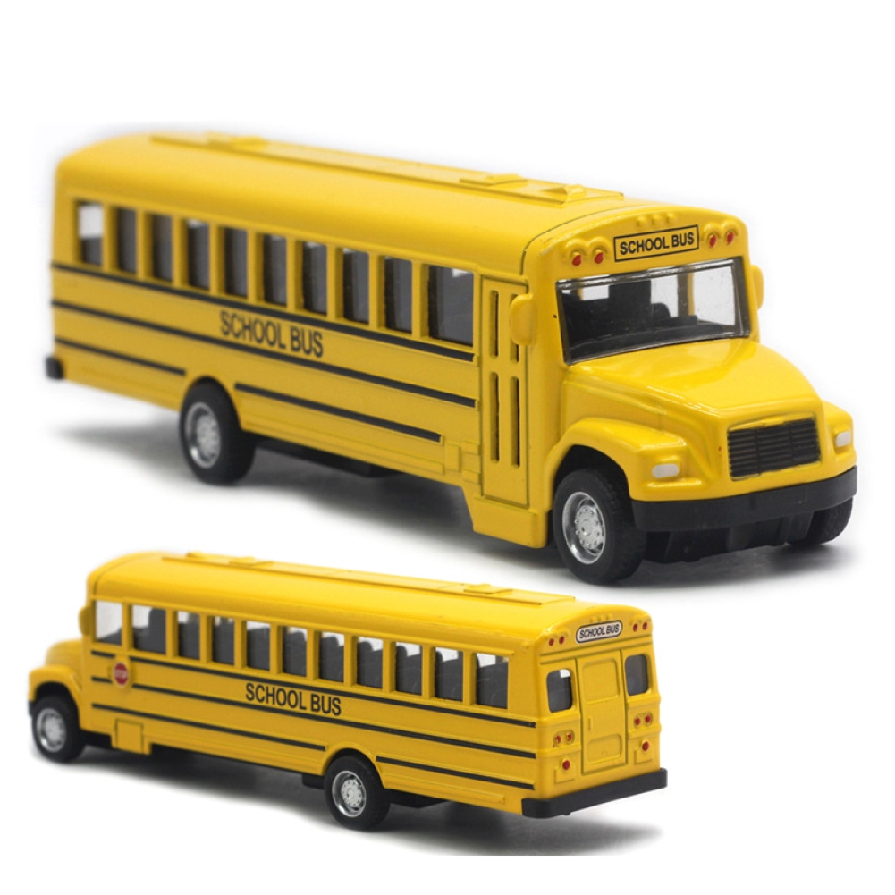 Alloy Inertial School Bus Model - Durable Toy Car for Kids | Perfect Gift for Boys