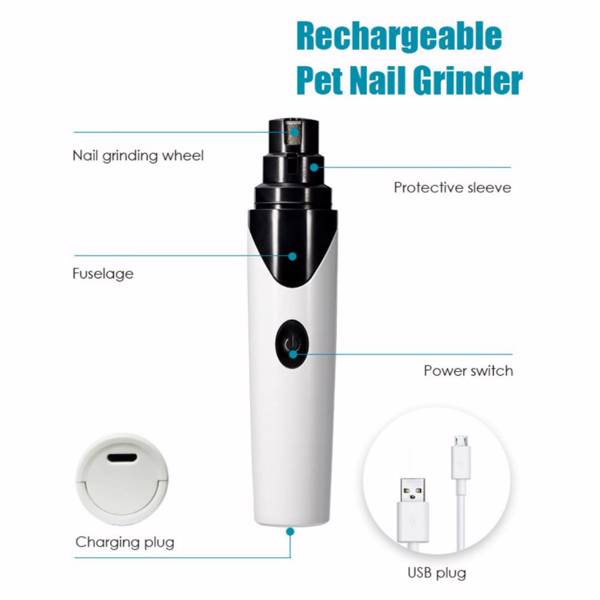 Rechargeable Dog Nail Grinders | Pet Nail Clippers & Grooming Trimmer for Dogs & Cats