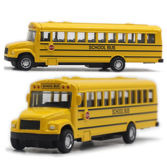 Alloy Inertial School Bus Model - Durable Toy Car for Kids | Perfect Gift for Boys