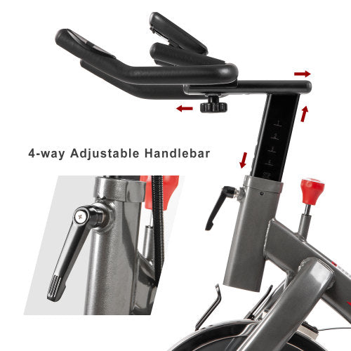 Indoor Cycling Bike with 4-Way Adjustable Handlebar & Seat, LCD Monitor for Home Fitness