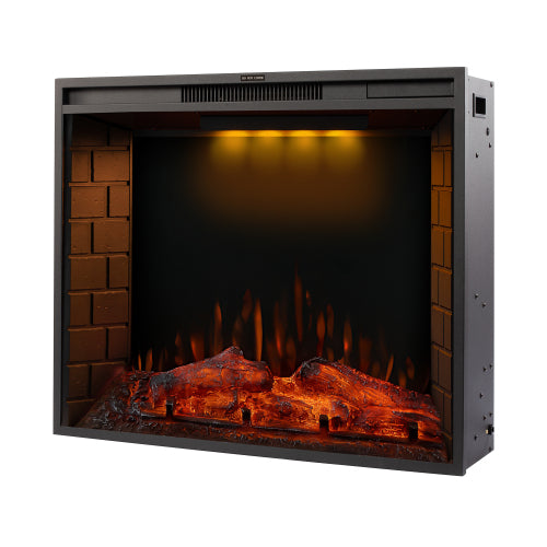 30-Inch LED Electric Fireplace Insert with Realistic Flames and Adjustable Heat