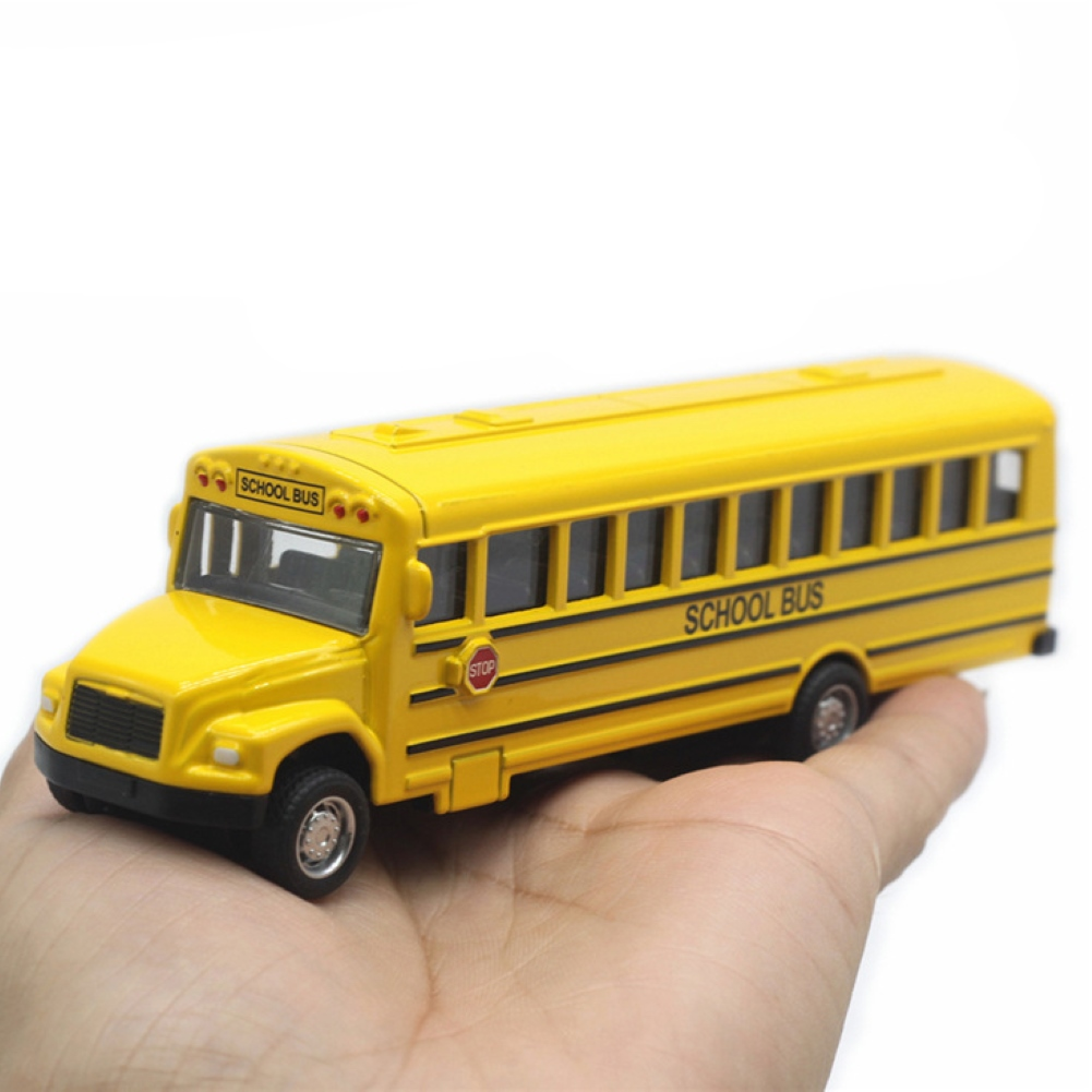 Alloy Inertial School Bus Model - Durable Toy Car for Kids | Perfect Gift for Boys