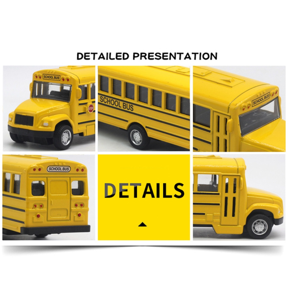 Alloy Inertial School Bus Model - Durable Toy Car for Kids | Perfect Gift for Boys