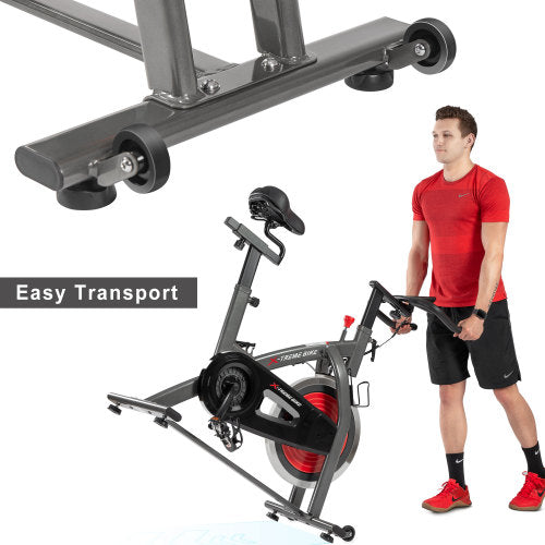 Indoor Cycling Bike with 4-Way Adjustable Handlebar & Seat, LCD Monitor for Home Fitness