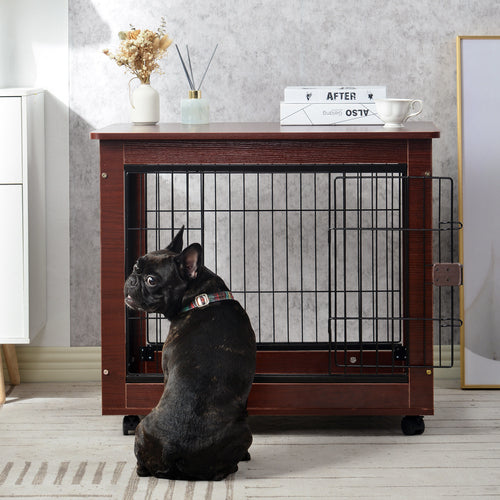 Furniture Style Pet Dog Crate Cage End Table - Stylish Wooden Kennel for Dogs