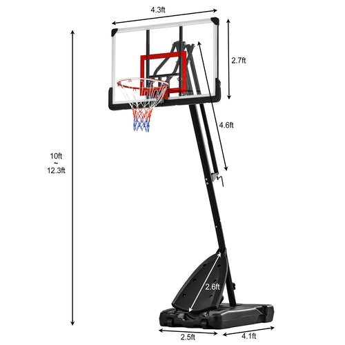 Height Adjustable Basketball Hoop System 7.5ft-10ft – Outdoor Portable Basketball Goal for Home or Yard