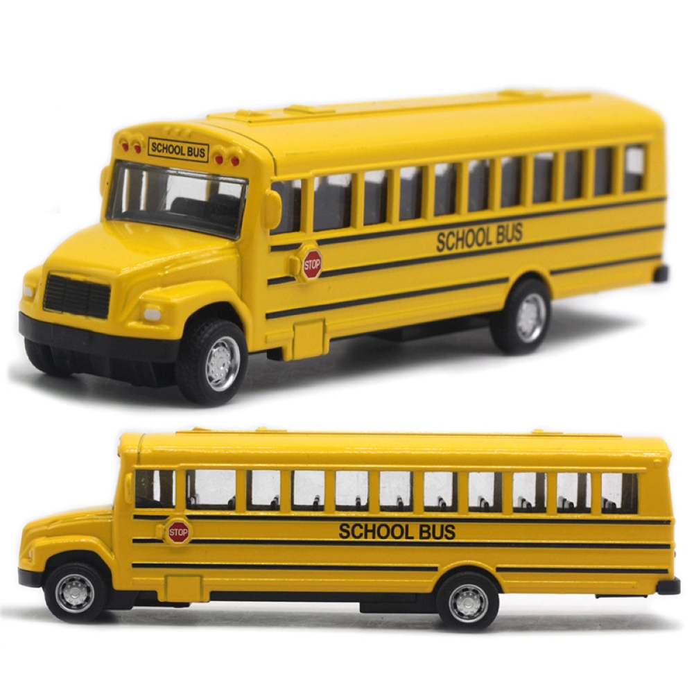 Alloy Inertial School Bus Model - Durable Toy Car for Kids | Perfect Gift for Boys